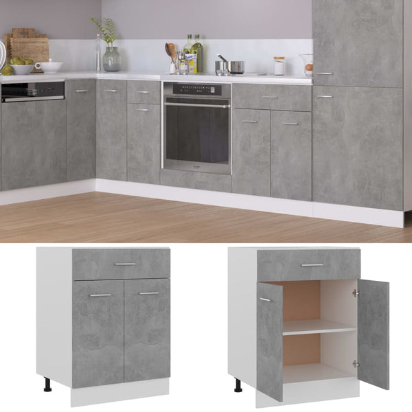 Kitchen Cabinet Doors and Fronts Drawer Bottom Cabinet Concrete Grey 60X46x81.5 Cm Engineered Wood