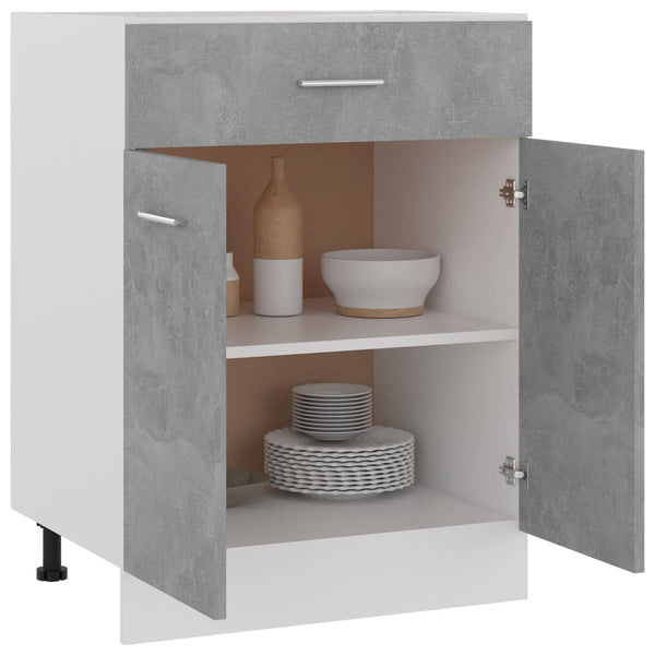 Kitchen Cabinet Doors and Fronts Drawer Bottom Cabinet Concrete Grey 60X46x81.5 Cm Engineered Wood