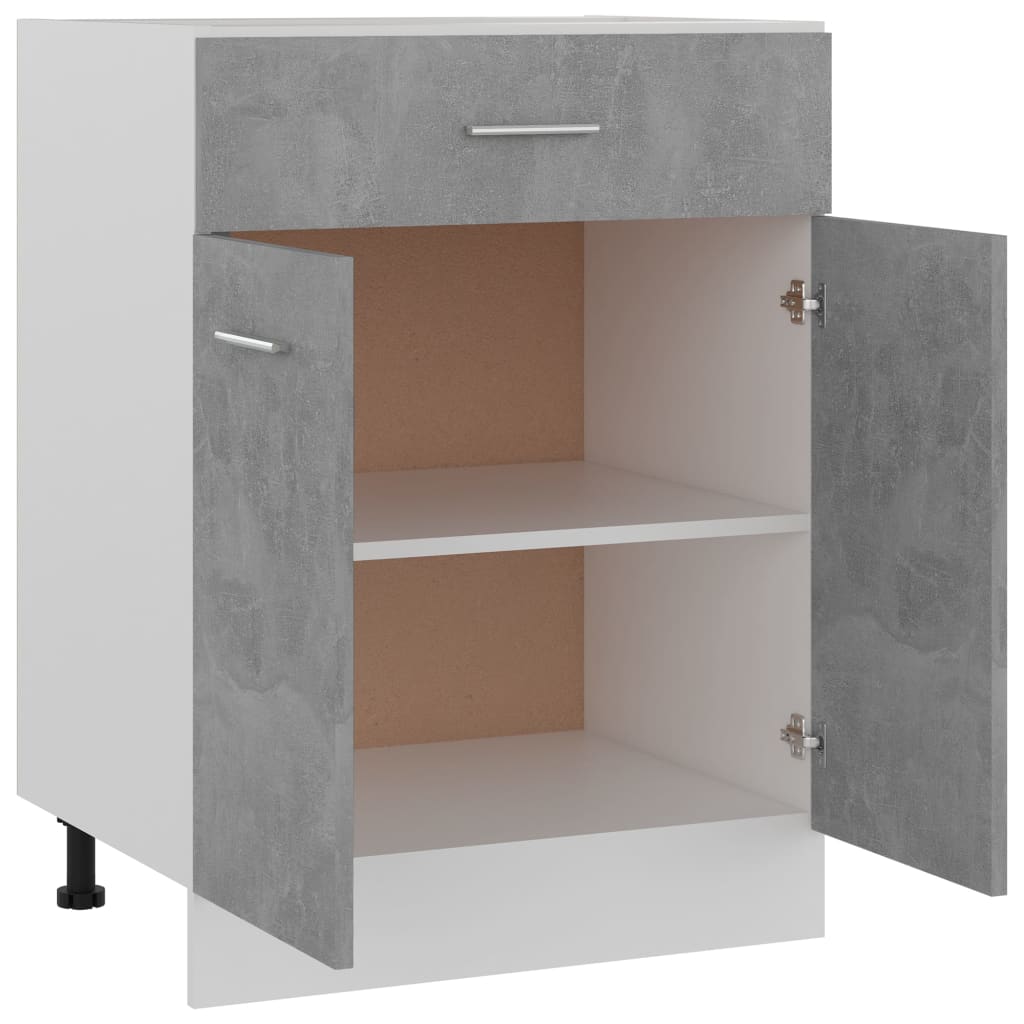 Kitchen Cabinet Doors and Fronts Drawer Bottom Cabinet Concrete Grey 60X46x81.5 Cm Engineered Wood