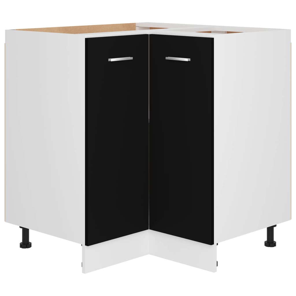 Cabinets & Cupboards Corner Bottom Cabinet Black 75.5X75.5X81.5 Cm Engineered Wood