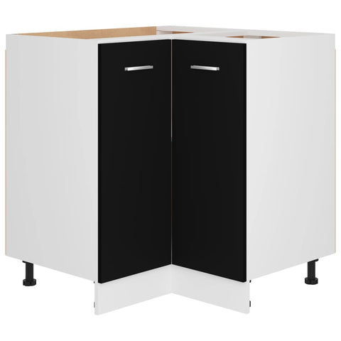 Cabinets & Cupboards Corner Bottom Cabinet Black 75.5X75.5X81.5 Cm Engineered Wood