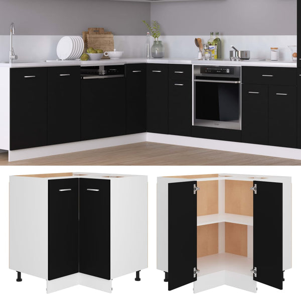 Cabinets & Cupboards Corner Bottom Cabinet Black 75.5X75.5X81.5 Cm Engineered Wood