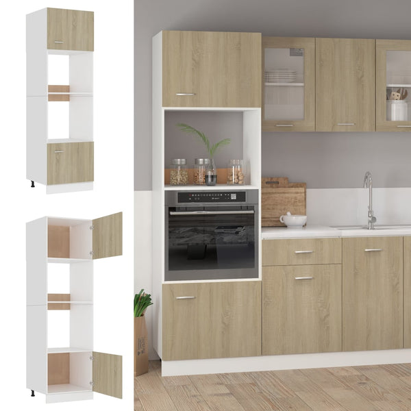 Cabinets & Cupboards Microwave Cabinet Sonoma Oak 60X57x207 Cm Engineered Wood