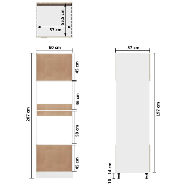 Cabinets & Cupboards Microwave Cabinet Sonoma Oak 60X57x207 Cm Engineered Wood