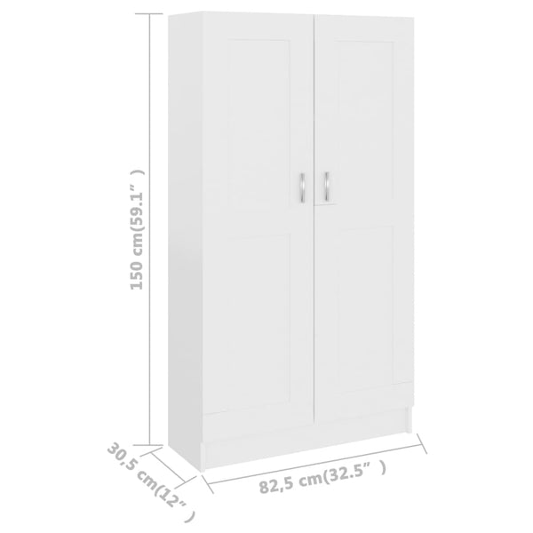 Cabinets & Cupboards Book Cabinet White 82.5X30.5X150 Cm Engineered Wood