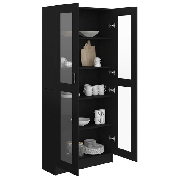 Cabinets & Cupboards Vitrine Cabinet Black 82.5X30.5X185.5 Cm Engineered Wood