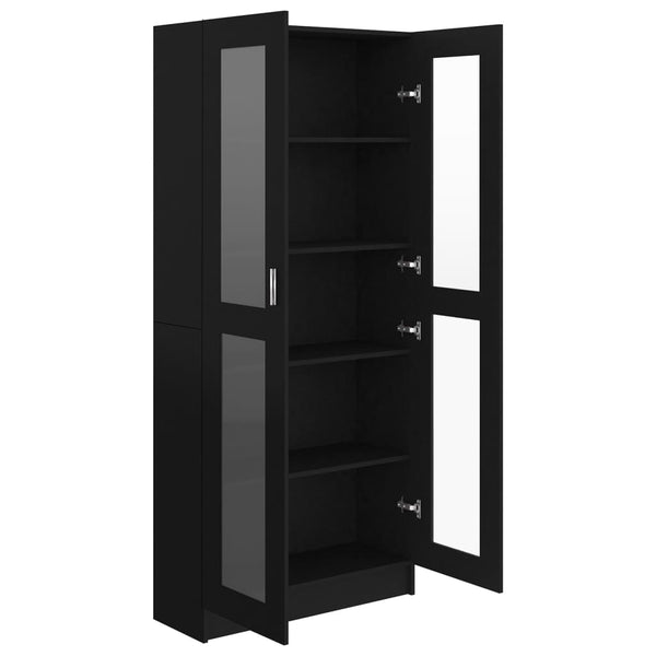 Cabinets & Cupboards Vitrine Cabinet Black 82.5X30.5X185.5 Cm Engineered Wood