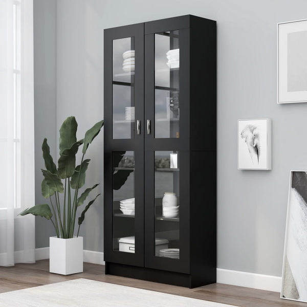 Cabinets & Cupboards Vitrine Cabinet Black 82.5X30.5X185.5 Cm Engineered Wood