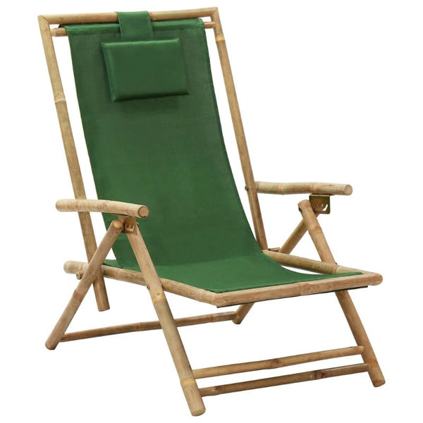 Chairs Reclining Relaxing Chair Green Bamboo And Fabric