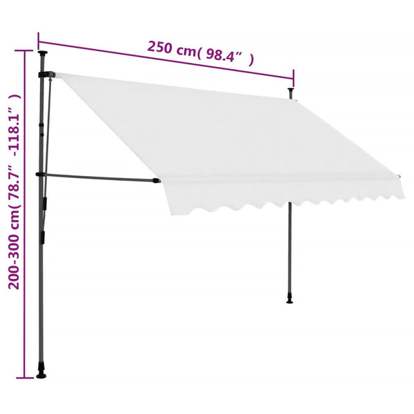 Awning & Canopy Parts Manual Retractable Awning With Led 250 Cm Cream