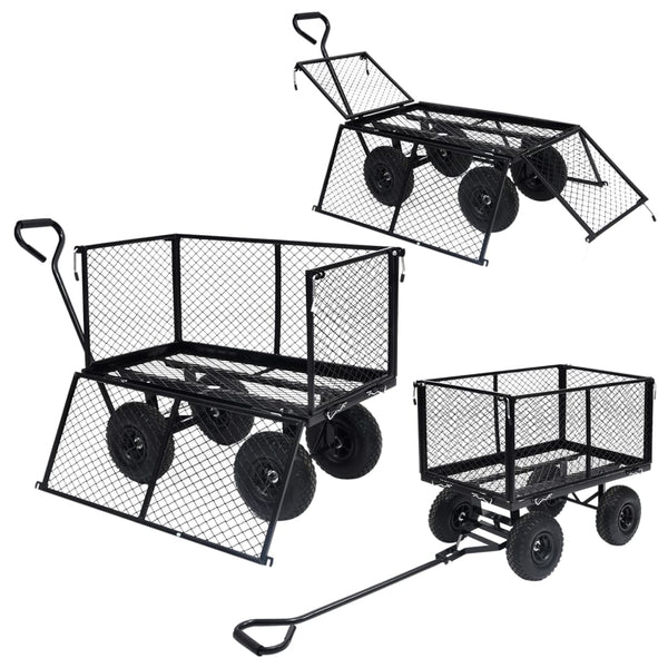 Wheelbarrows Carts Wagons Garden Hand Trolley Black 350 Kg