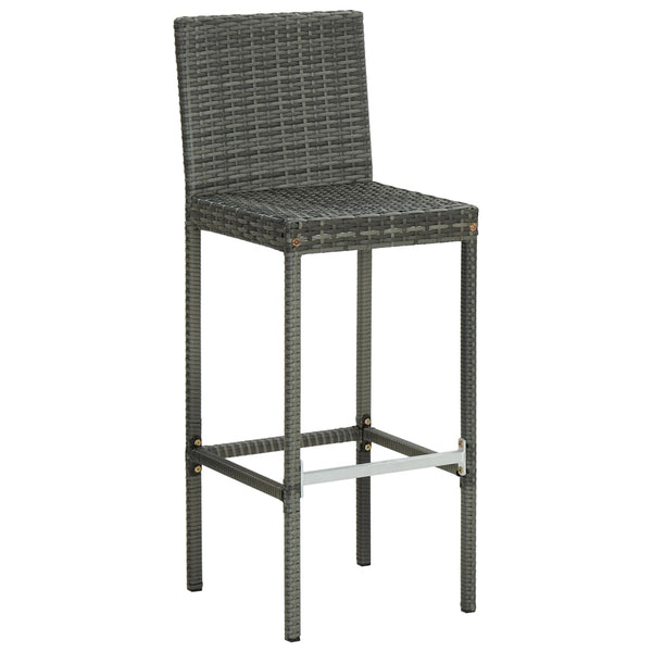 Benches Bar Stools Garden Bar Stools With Cushions 2 Pcs Grey Poly Rattan