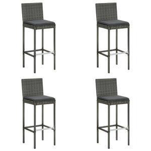 Benches Bar Stools Garden Bar Stools With Cushions 4 Pcs Grey Poly Rattan