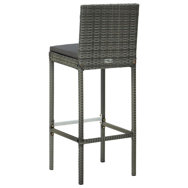 Benches Bar Stools Garden Bar Stools With Cushions 4 Pcs Grey Poly Rattan