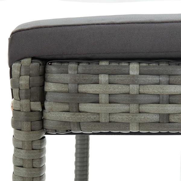 Benches Bar Stools Garden Bar Stools With Cushions 4 Pcs Grey Poly Rattan