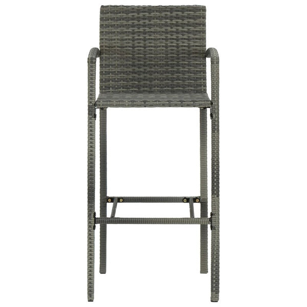 Benches Bar Stools Bar Stools 2 Pcs Grey Poly Rattan