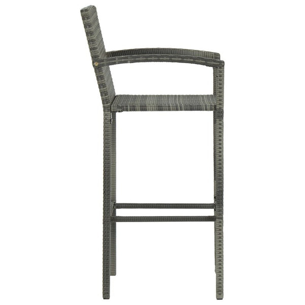 Benches Bar Stools Bar Stools 2 Pcs Grey Poly Rattan