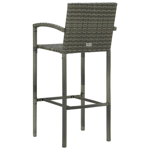 Benches Bar Stools Bar Stools 2 Pcs Grey Poly Rattan