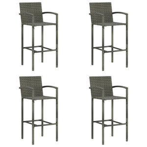 Benches Bar Stools Bar Stools 4 Pcs Grey Poly Rattan