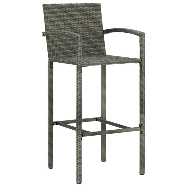 Benches Bar Stools Bar Stools 4 Pcs Grey Poly Rattan