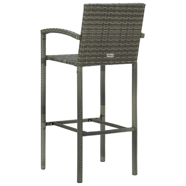 Benches Bar Stools Bar Stools 4 Pcs Grey Poly Rattan