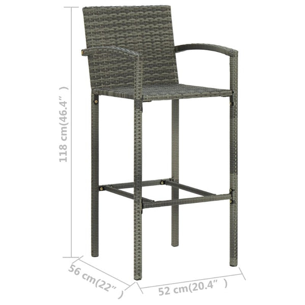 Benches Bar Stools Bar Stools 4 Pcs Grey Poly Rattan