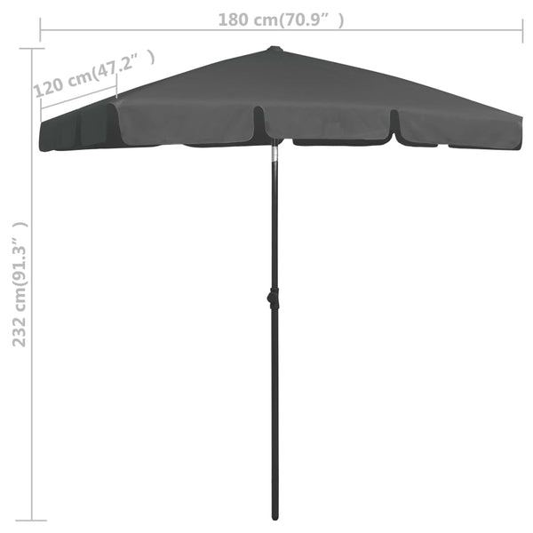 Patio Umbrellas Beach Umbrella Anthracite 180X120 Cm