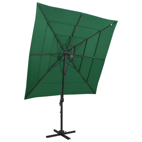 Patio Umbrellas 4 Tier Parasol With Aluminium Pole Green 250X250 Cm