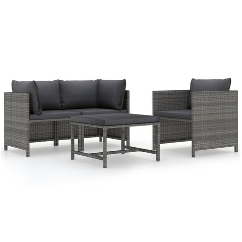 Patio Furniture Sets 4 Piece Garden Sofa Set With Cushions Poly Rattan Grey