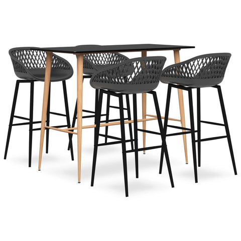 Patio Furniture Sets 5 Piece Bar Set Black And Grey