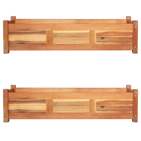 Raised Garden Beds Garden Raised Beds 2 Pcs Acacia Wood 100X30x25 Cm