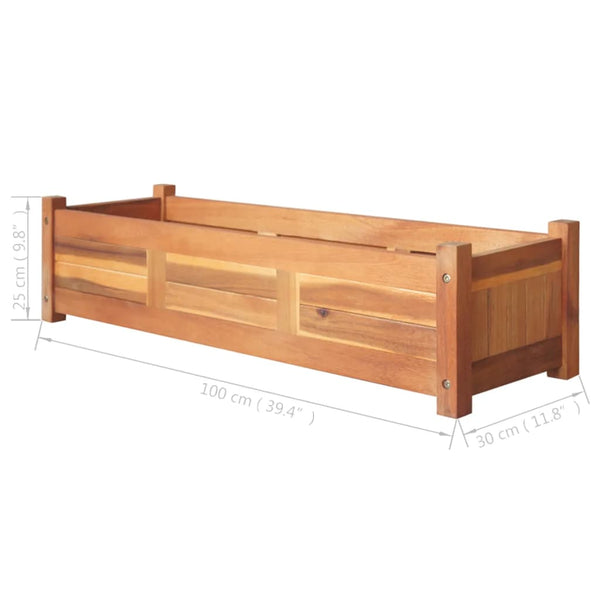 Raised Garden Beds Garden Raised Beds 2 Pcs Acacia Wood 100X30x25 Cm