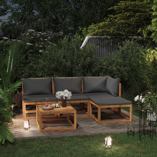 Patio Furniture Sets 5 Piece Garden Lounge Set With Cushion Solid Acacia Wood