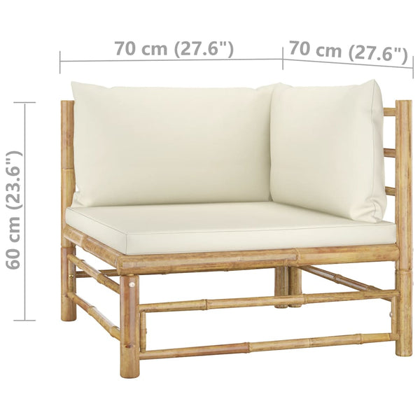 Patio Furniture Sets 5 Piece Garden Lounge Set With Cream White Cushions Bamboo