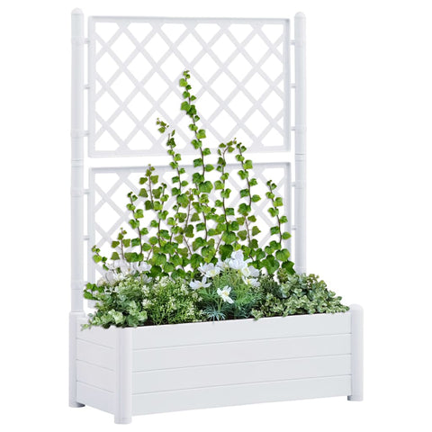 Planters & Vases Garden Planter With Trellis 100X43x142 Cm Pp White