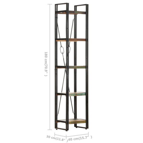 Bookshelves 5 Tier Bookcase 40X30x180 Cm Solid Reclaimed Wood