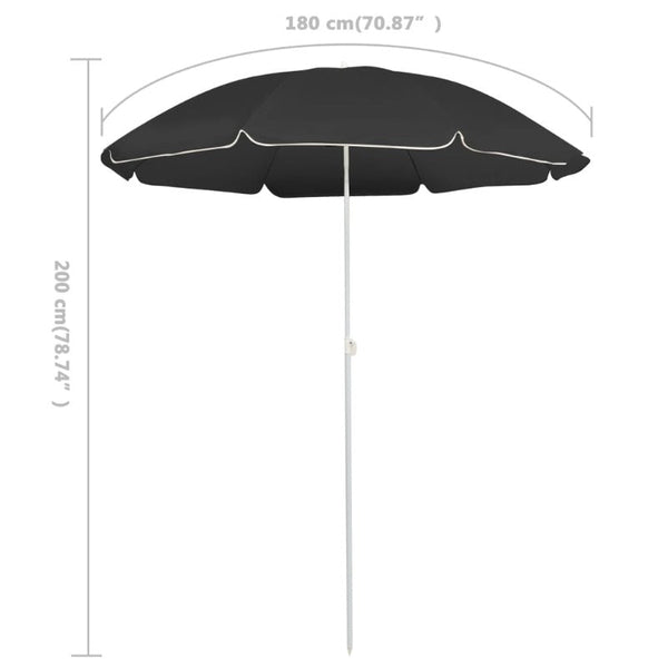 Patio Umbrellas Outdoor Parasol With Steel Pole Anthracite 180 Cm