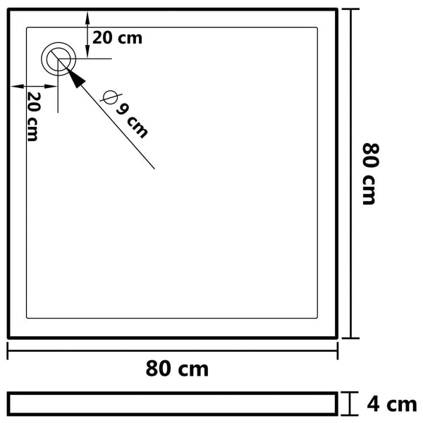 Shower Trays & Bases Square Abs Shower Base Tray Black 80X80 Cm