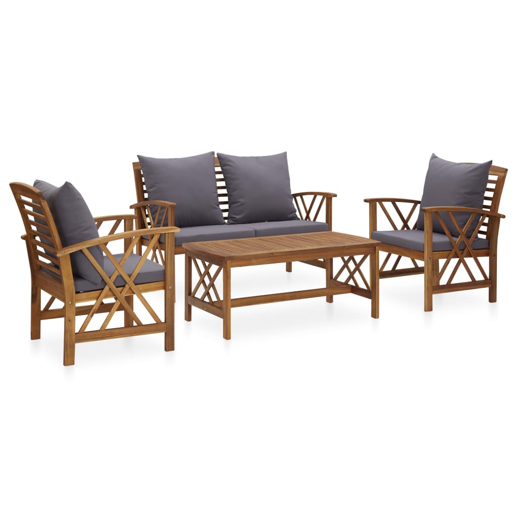 Patio Furniture Sets 4 Piece Garden Lounge Set With Cushions Solid Acacia Wood