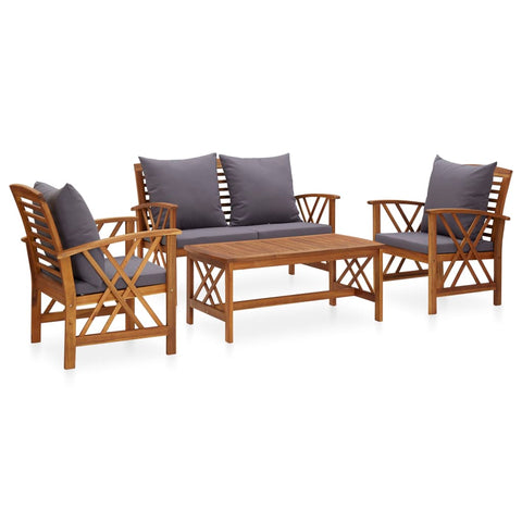 Patio Furniture Sets 4 Piece Garden Lounge Set With Cushions Solid Acacia Wood