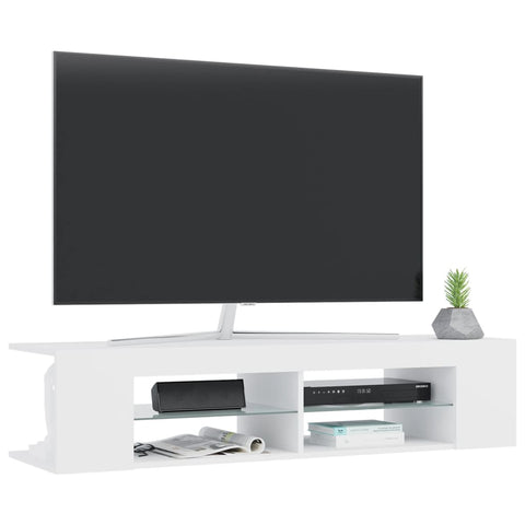 TV Stands & Entertainment Units Tv Cabinet With Led Lights White 135X39x30 Cm