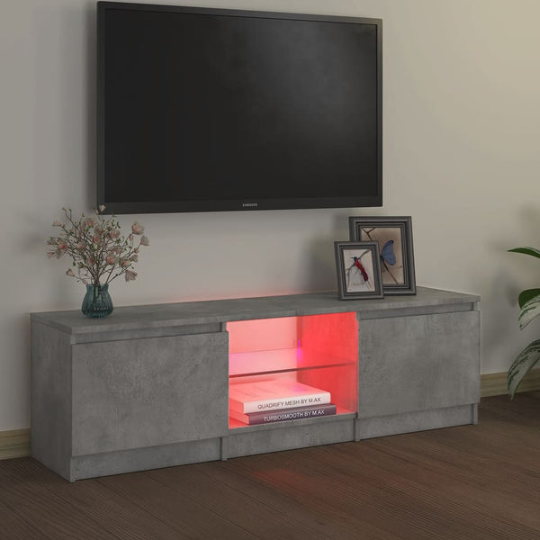 TV Stands & Entertainment Units Tv Cabinet With Led Lights Concrete Grey 120X30x35.5 Cm