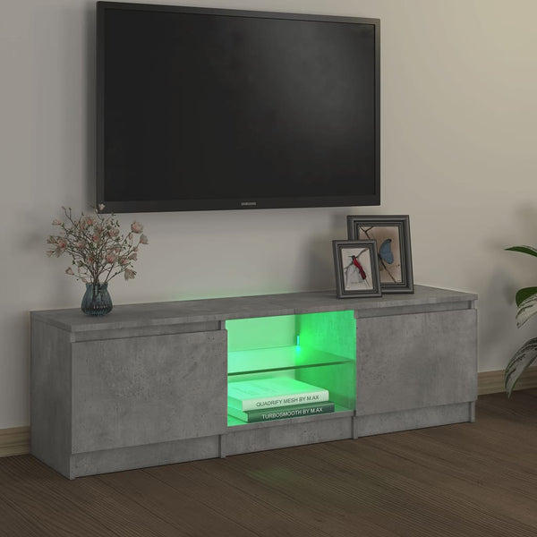 TV Stands & Entertainment Units Tv Cabinet With Led Lights Concrete Grey 120X30x35.5 Cm