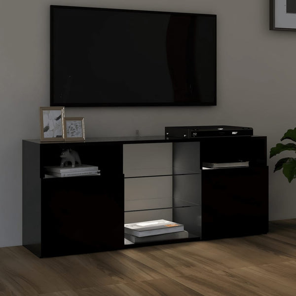 TV Stands & Entertainment Units Tv Cabinet With Led Lights Black 120X30x50 Cm