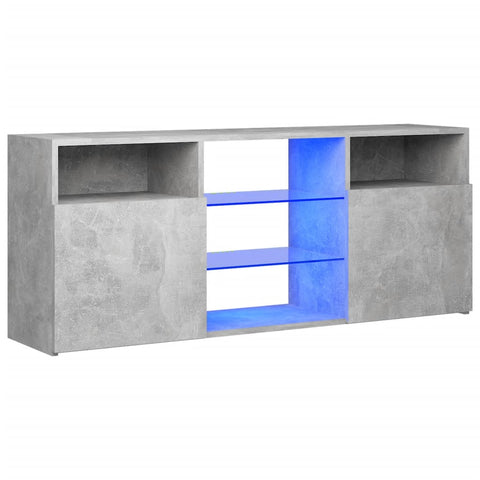 TV Stands & Entertainment Units Tv Cabinet With Led Lights Concrete Grey 120X30x50 Cm