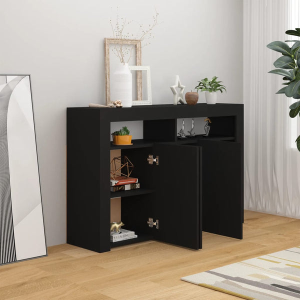 Sideboards & Buffets Sideboard With Led Lights Black 115.5X30x75 Cm