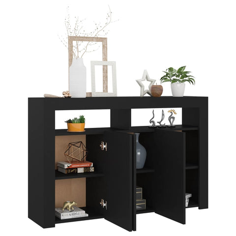 Sideboards & Buffets Sideboard With Led Lights Black 115.5X30x75 Cm