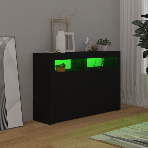 Sideboards & Buffets Sideboard With Led Lights Black 115.5X30x75 Cm