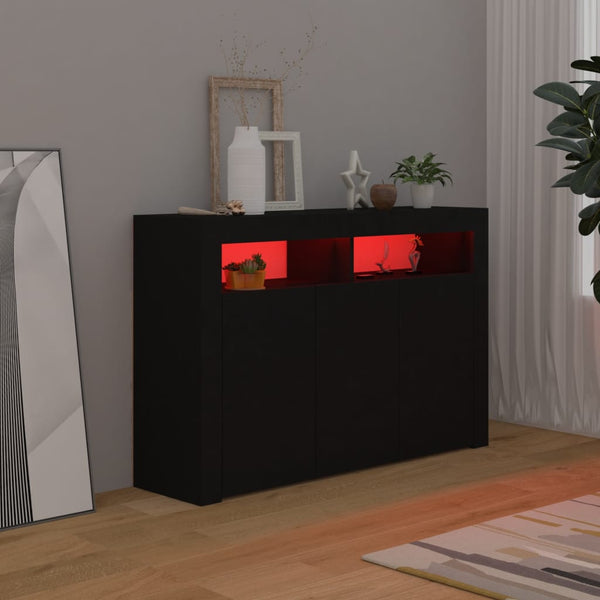 Sideboards & Buffets Sideboard With Led Lights Black 115.5X30x75 Cm