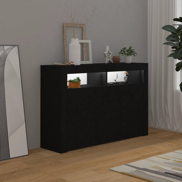 Sideboards & Buffets Sideboard With Led Lights Black 115.5X30x75 Cm